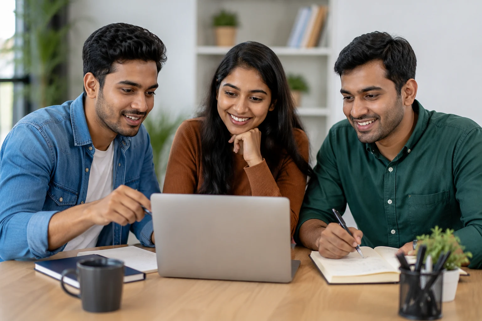People learning AI income ideas in a real workspace