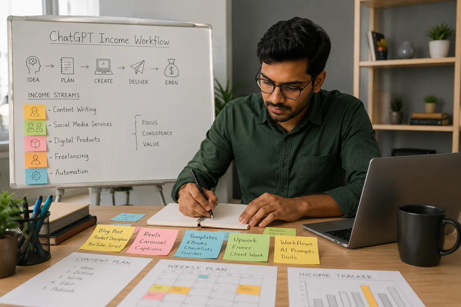Real-life workflow planning for AI income ideas
